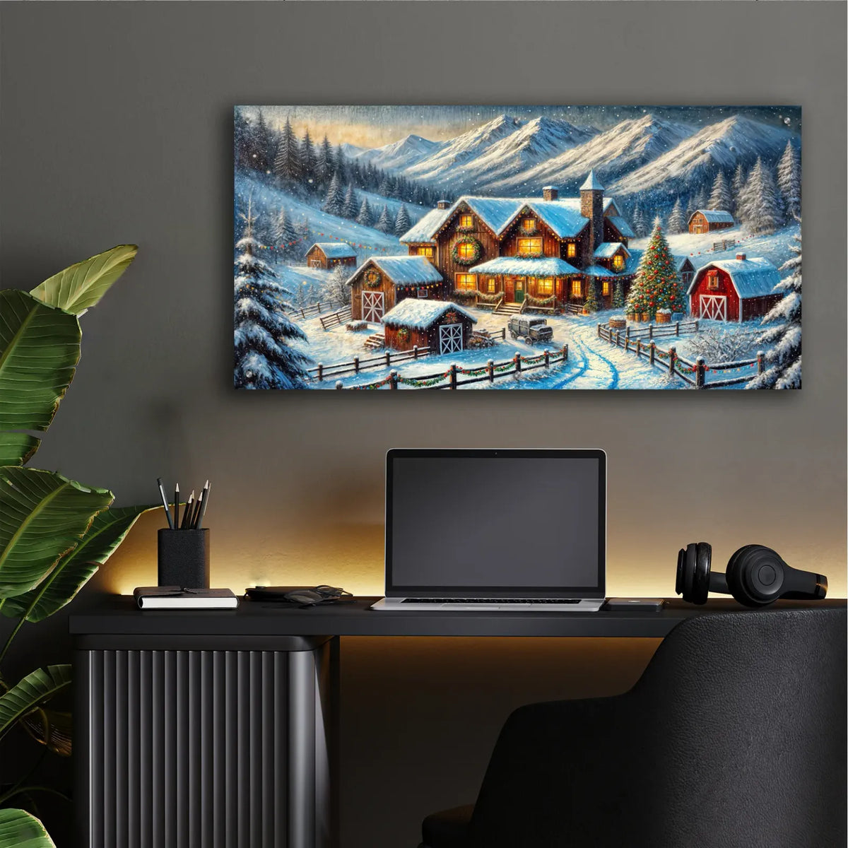 Christmas On The Farm by Rey Klimt - 48x24 acrylic wall art in a room