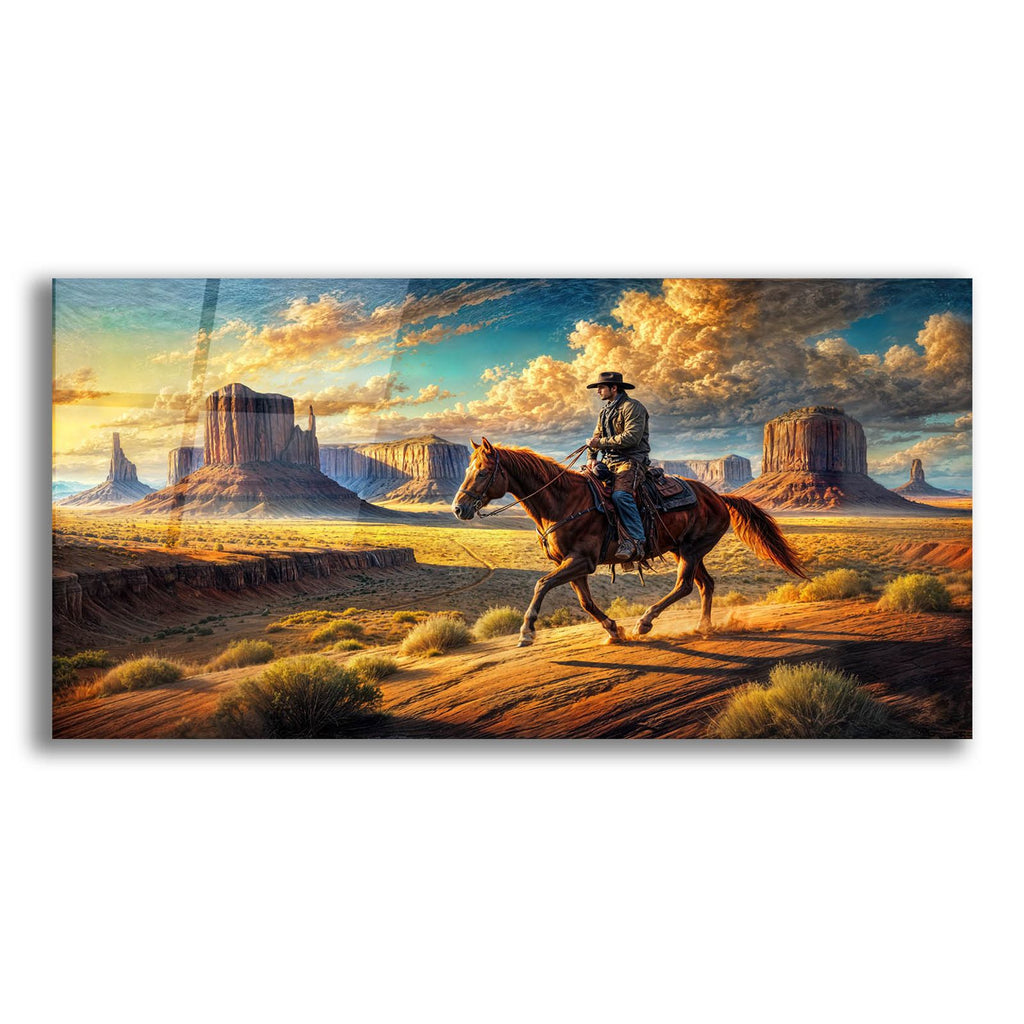 Cowboy In Monument Valley by Rey Klimt acrylic glass wall art