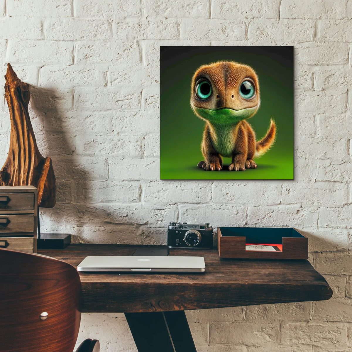 Cute Baby Dinosaur by Rey Klimt - 12x12 acrylic wall art in a room