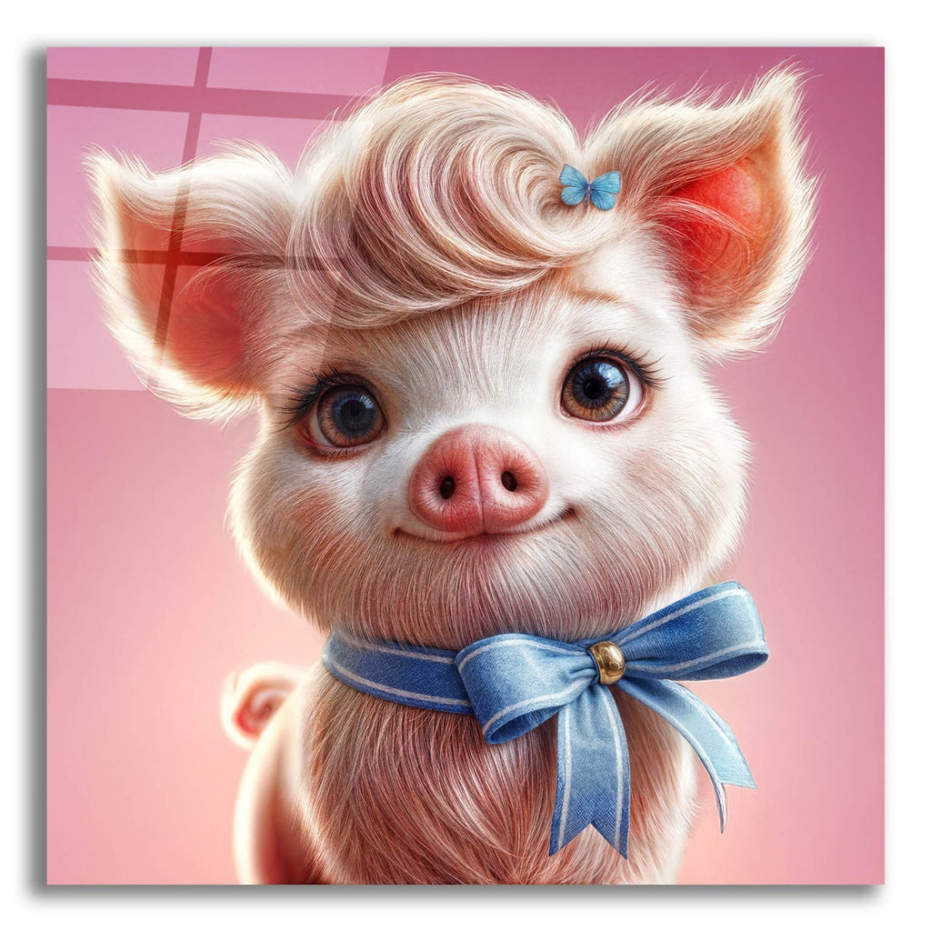 Cute Pink Pig by Rey Klimt acrylic glass wall art