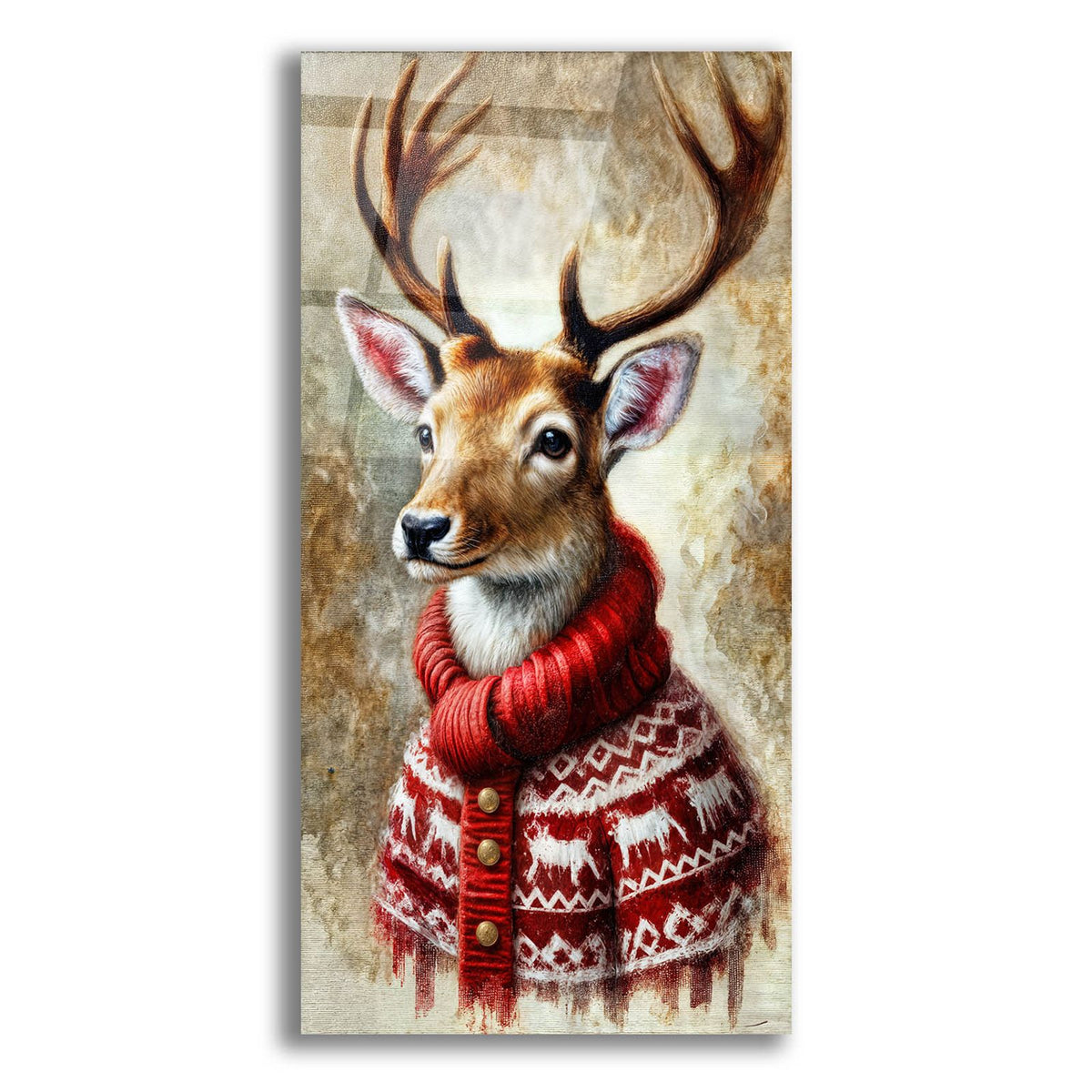 Deer In Red Sweater by Rey Klimt acrylic glass wall art
