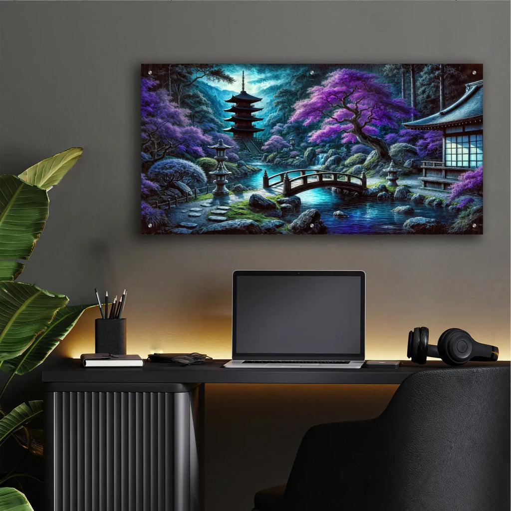 Dramatic Japanese Garden by Rey Klimt - 48x24 acrylic wall art in a room