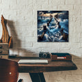 Dramatic Waves Over Pier by Rey Klimt - 12x12 acrylic wall art in a room