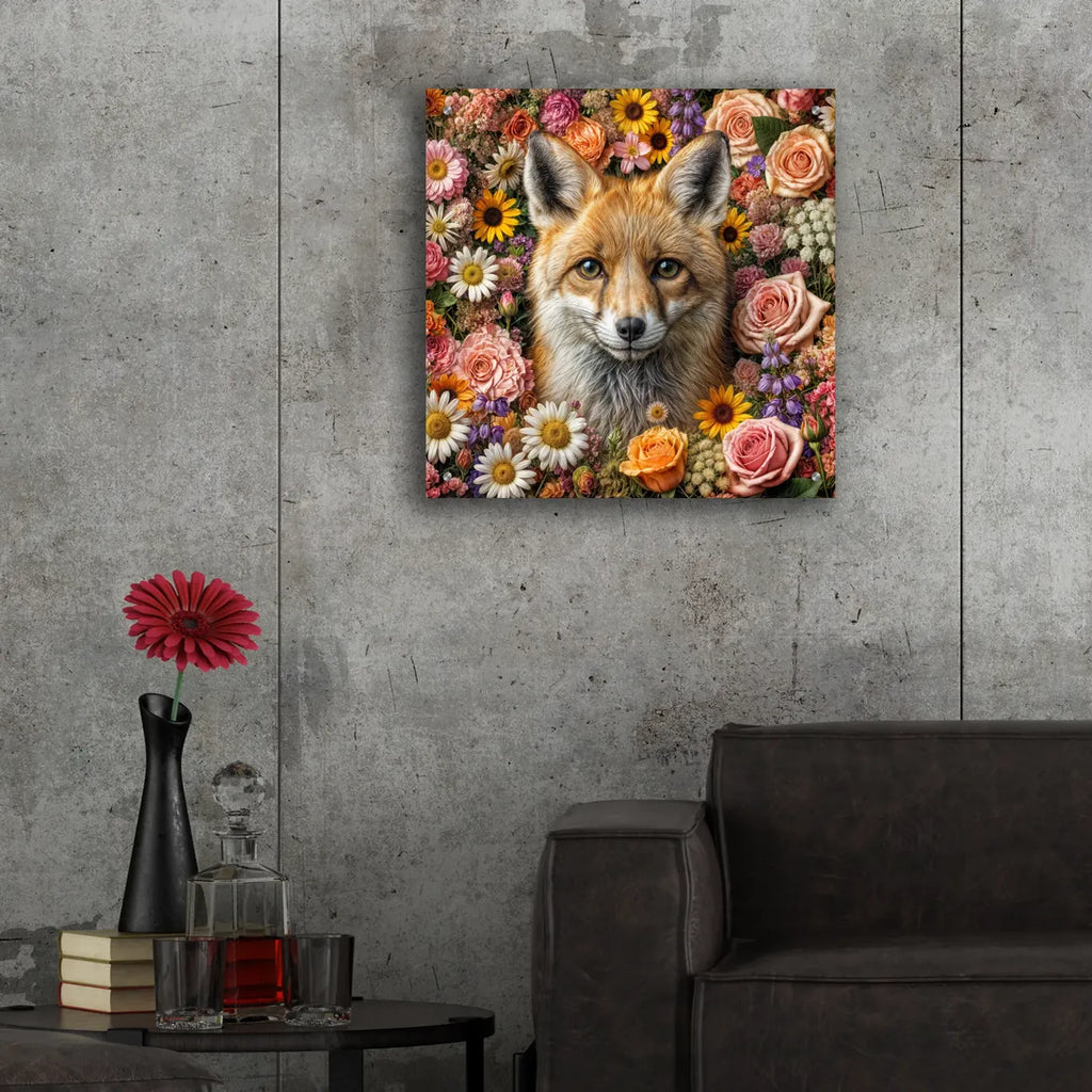 Fox Surrounded By Flowers by Rey Klimt - 24x24 acrylic wall art in a room