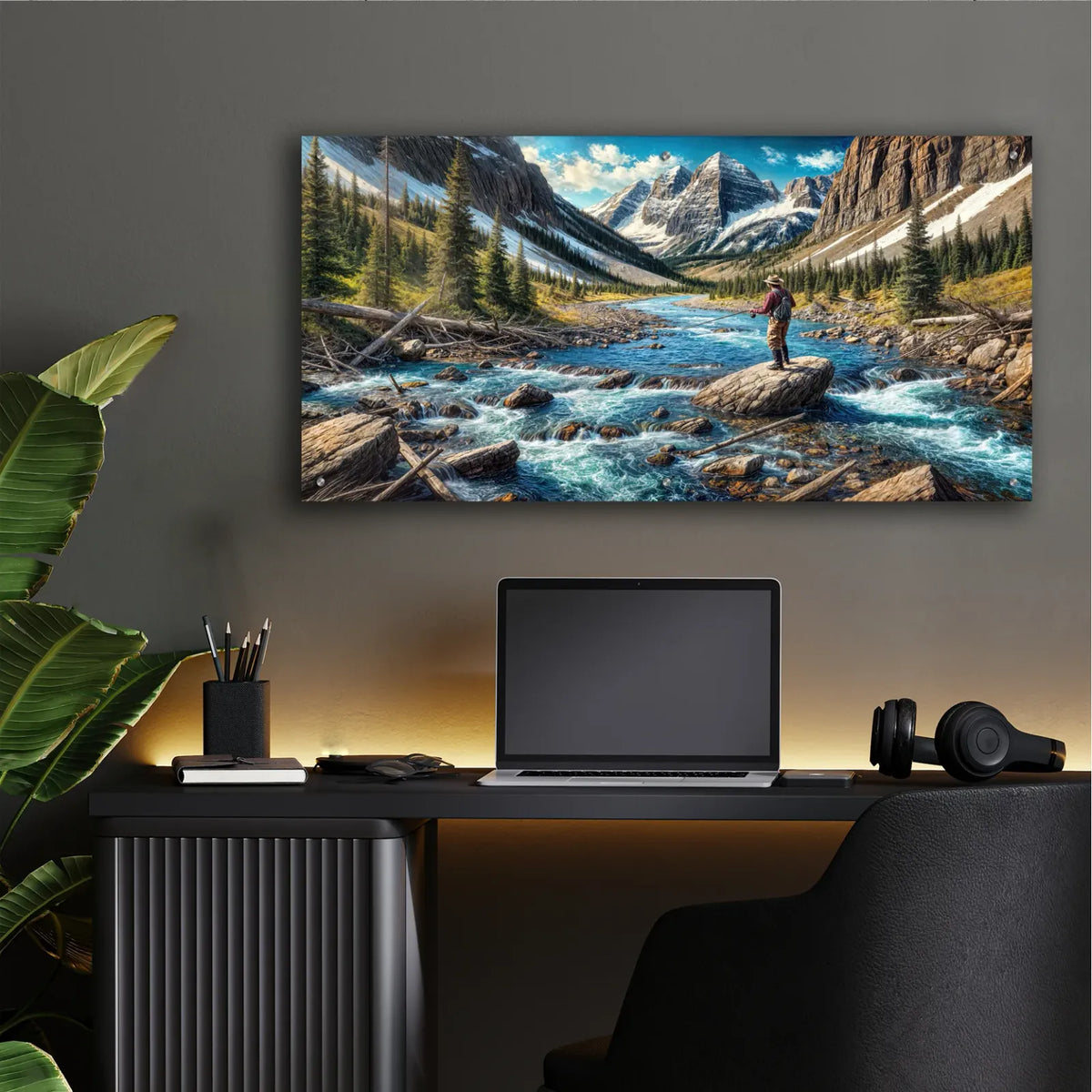 Gone Fishing by Rey Klimt - 48x24 acrylic wall art in a room