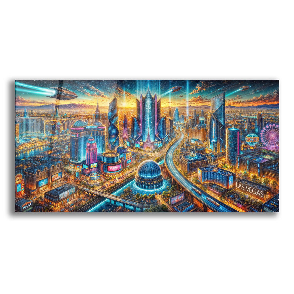 Las Vegas - Futuristic Painting by Rey Klimt acrylic glass wall art