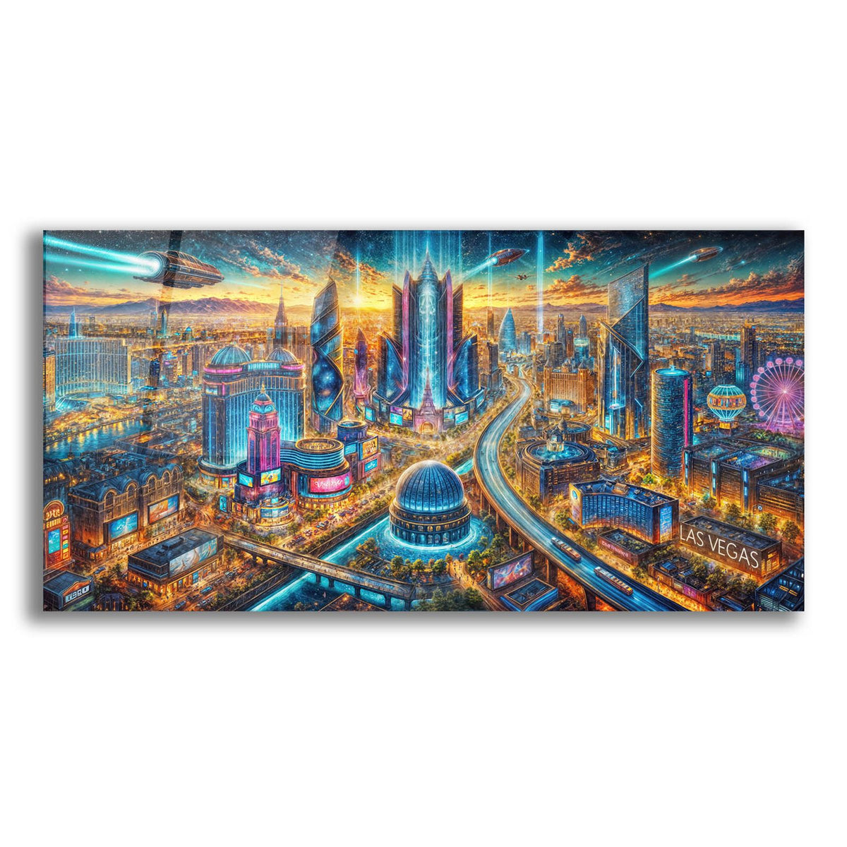 Las Vegas - Futuristic Painting by Rey Klimt acrylic glass wall art