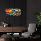 Los Angeles - Futuristic Painting by Rey Klimt - 24x12 acrylic wall art in a room
