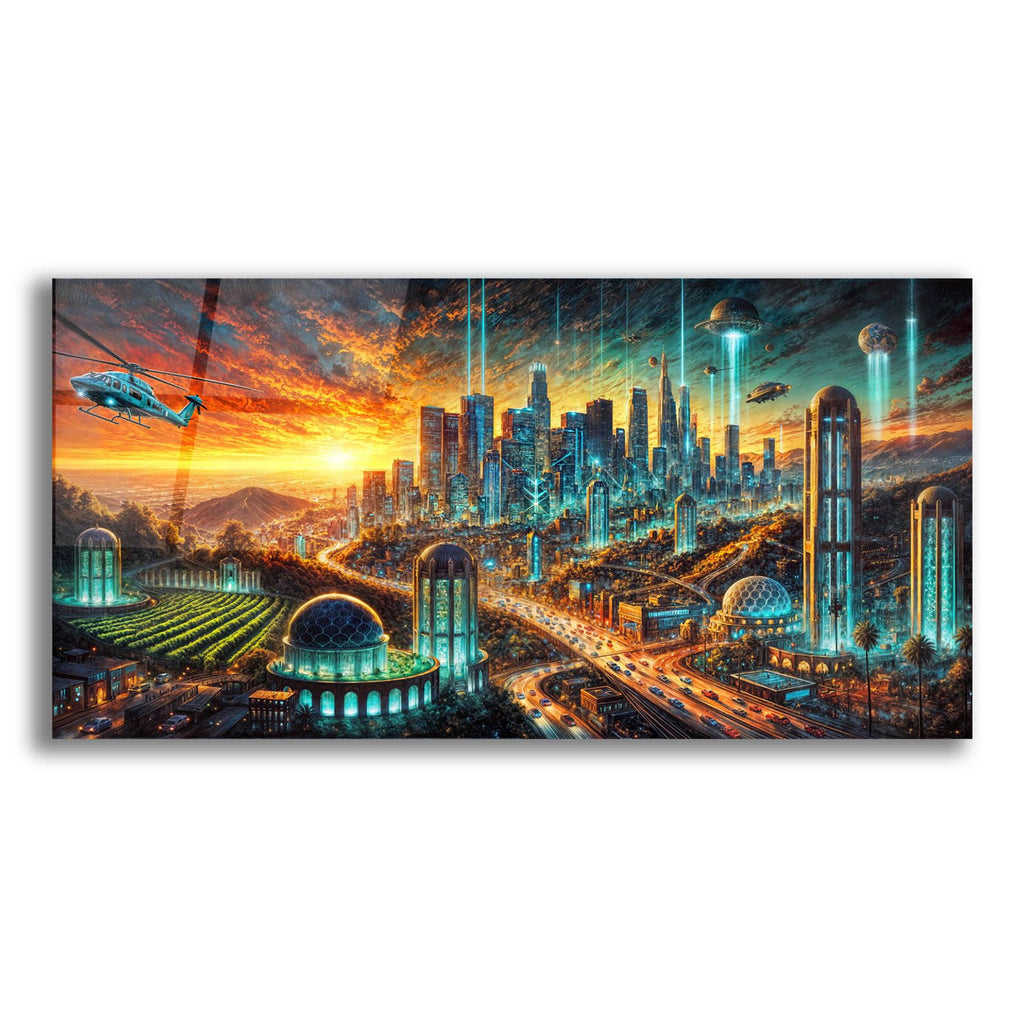 Los Angeles - Futuristic Painting by Rey Klimt acrylic glass wall art