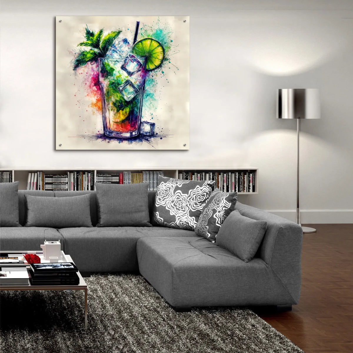 Mojito Cocktail Watercolor by Rey Klimt - 36x36 acrylic wall art in a room