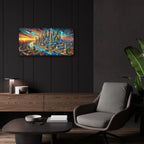 New York City -Futuristic Painting by Rey Klimt - 24x12 acrylic wall art in a room