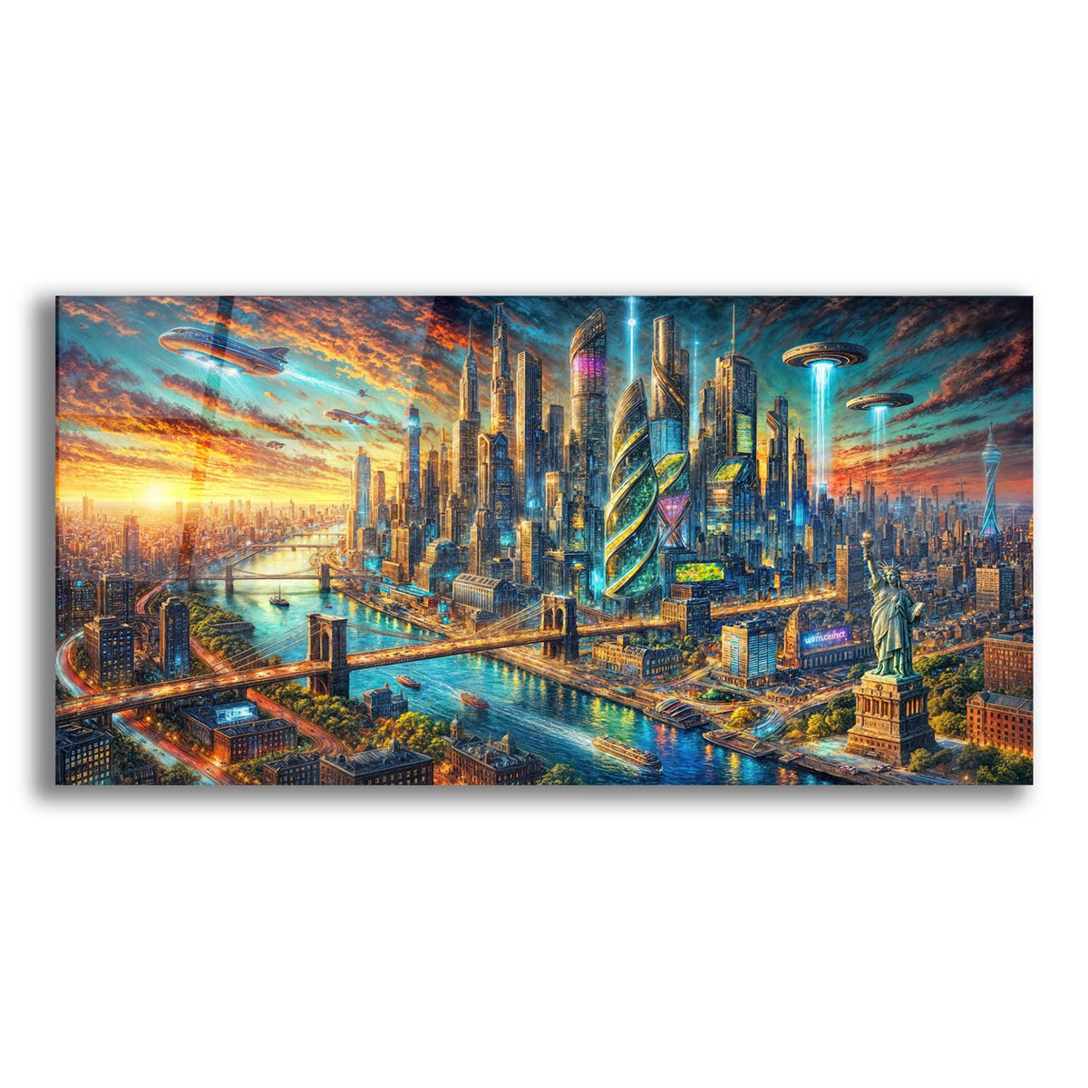New York City -Futuristic Painting by Rey Klimt acrylic glass wall art