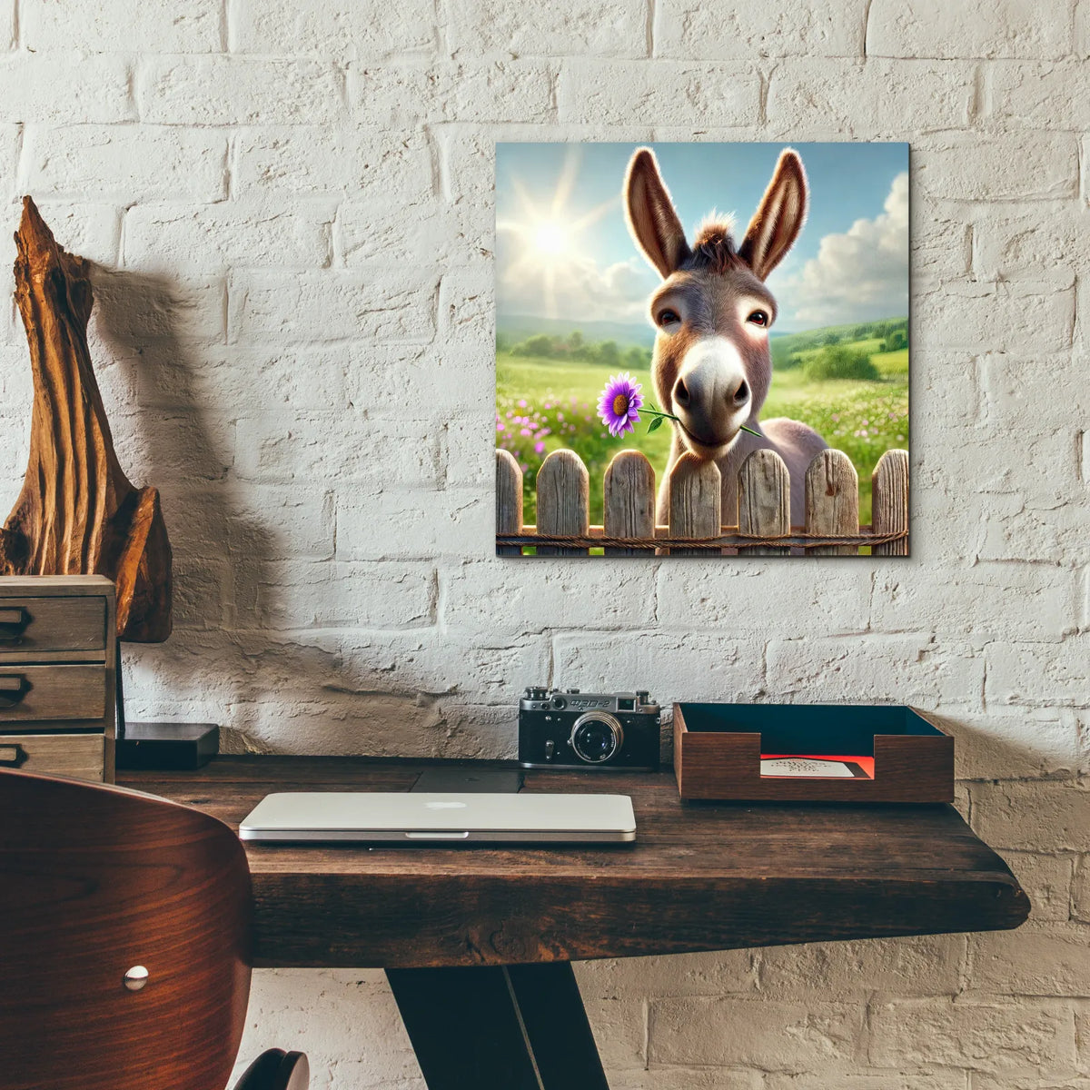 Nice To Meet You - Donkey by Rey Klimt - 12x12 acrylic wall art in a room