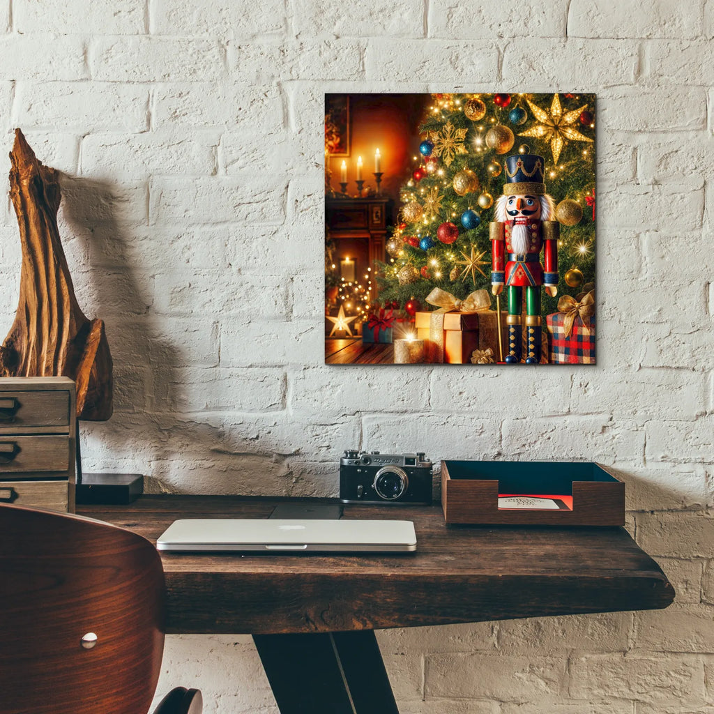 Nutcracker And Christmas Tree by Rey Klimt - 12x12 acrylic wall art in a room