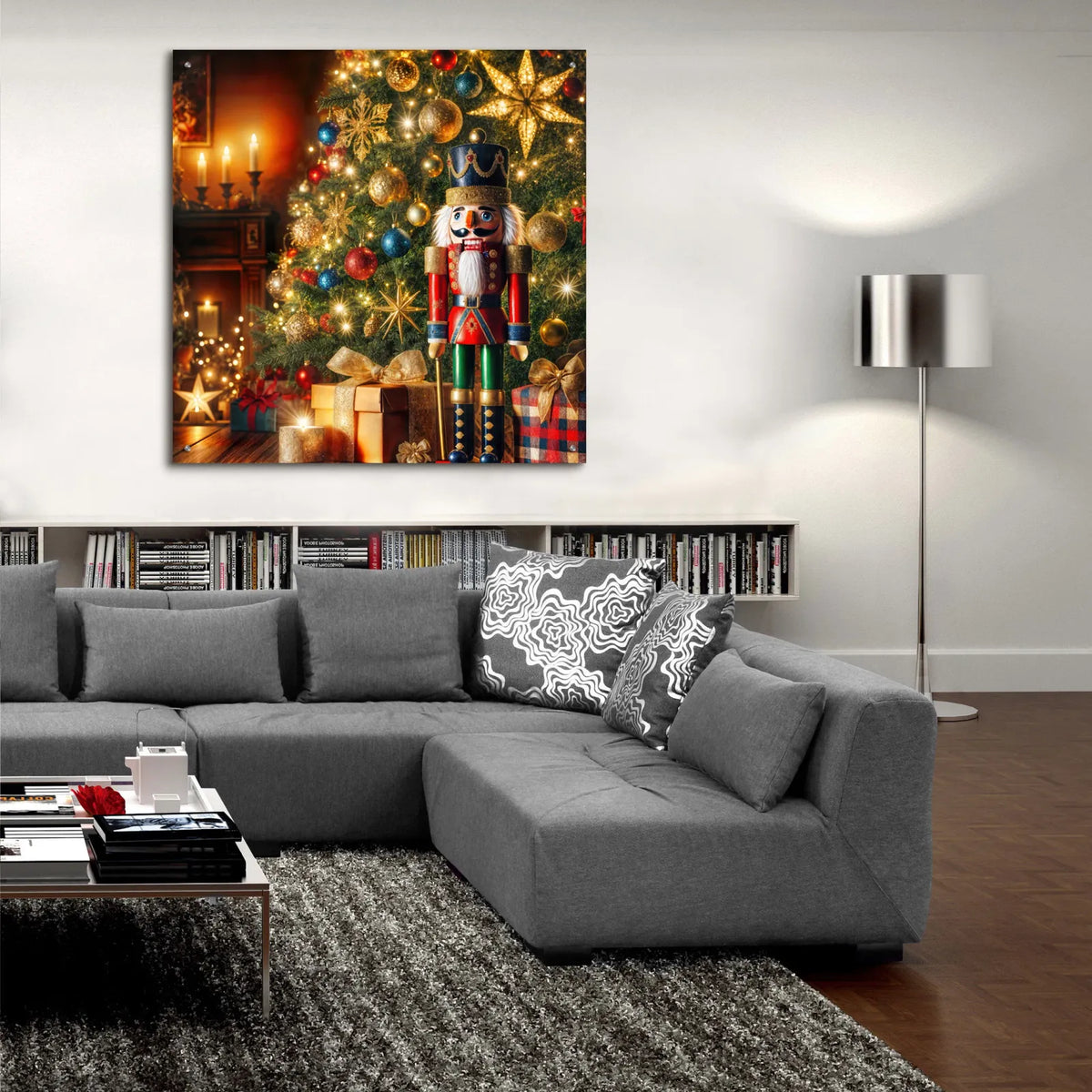 Nutcracker And Christmas Tree by Rey Klimt - 36x36 acrylic wall art in a room