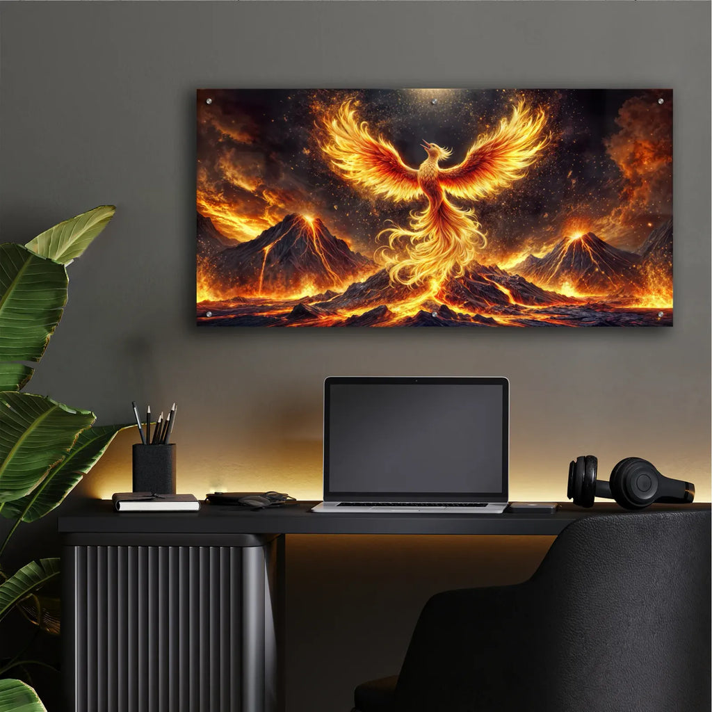 Phoenix Rising by Rey Klimt - 48x24 acrylic wall art in a room