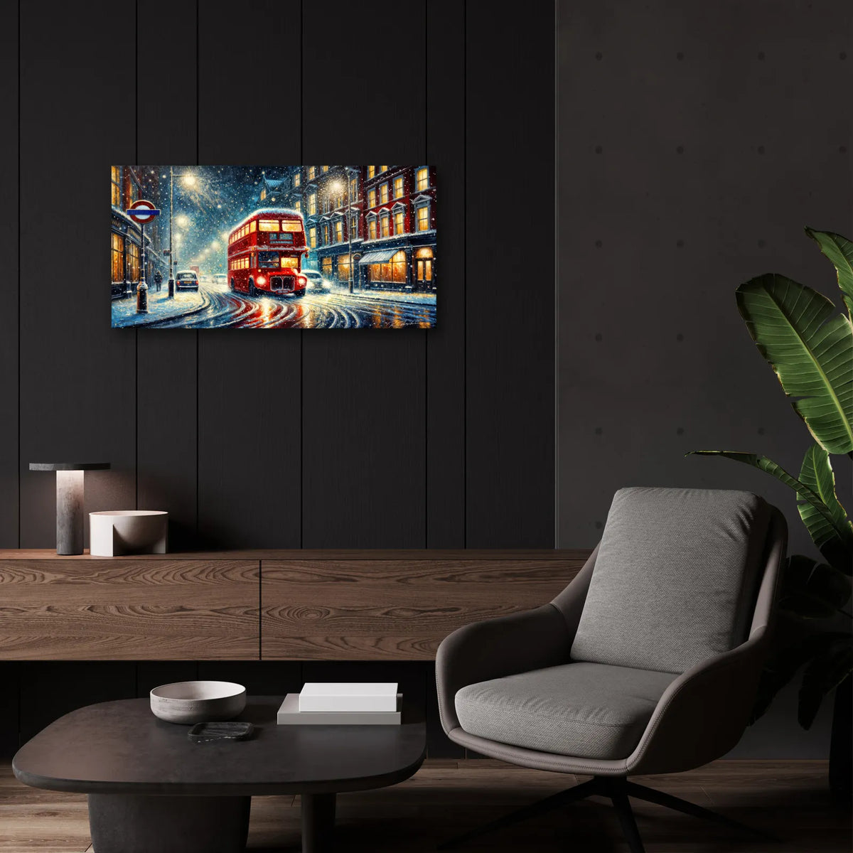 Snow Night In London by Rey Klimt - 24x12 acrylic wall art in a room
