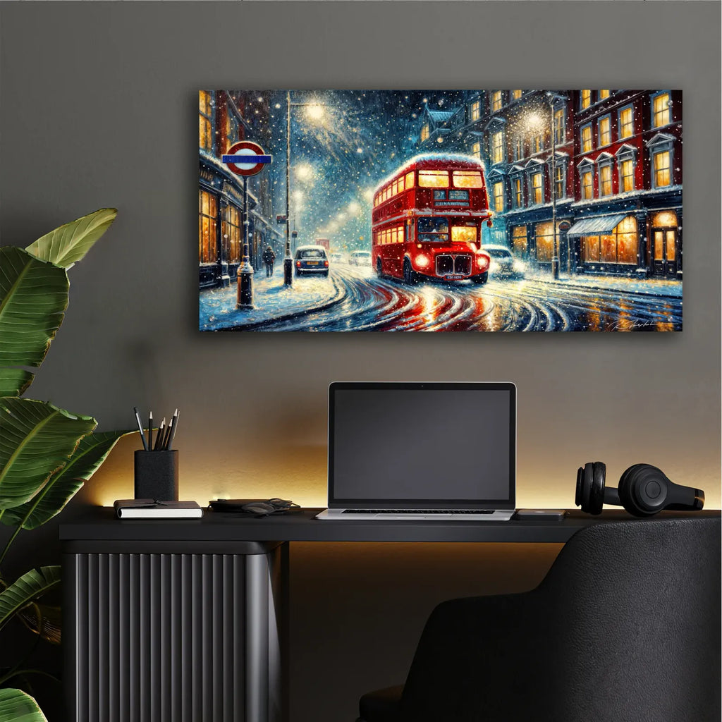 Snow Night In London by Rey Klimt - 48x24 acrylic wall art in a room