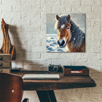 Snowy Horse Portrait by Rey Klimt - 12x12 acrylic wall art in a room