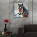 Snowy Horse Portrait by Rey Klimt - 24x24 acrylic wall art in a room