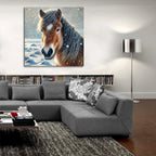 Snowy Horse Portrait by Rey Klimt - 36x36 acrylic wall art in a room