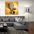 The Throne - Gold And Diamonds Toilet by Rey Klimt - 36x36 acrylic wall art in a room