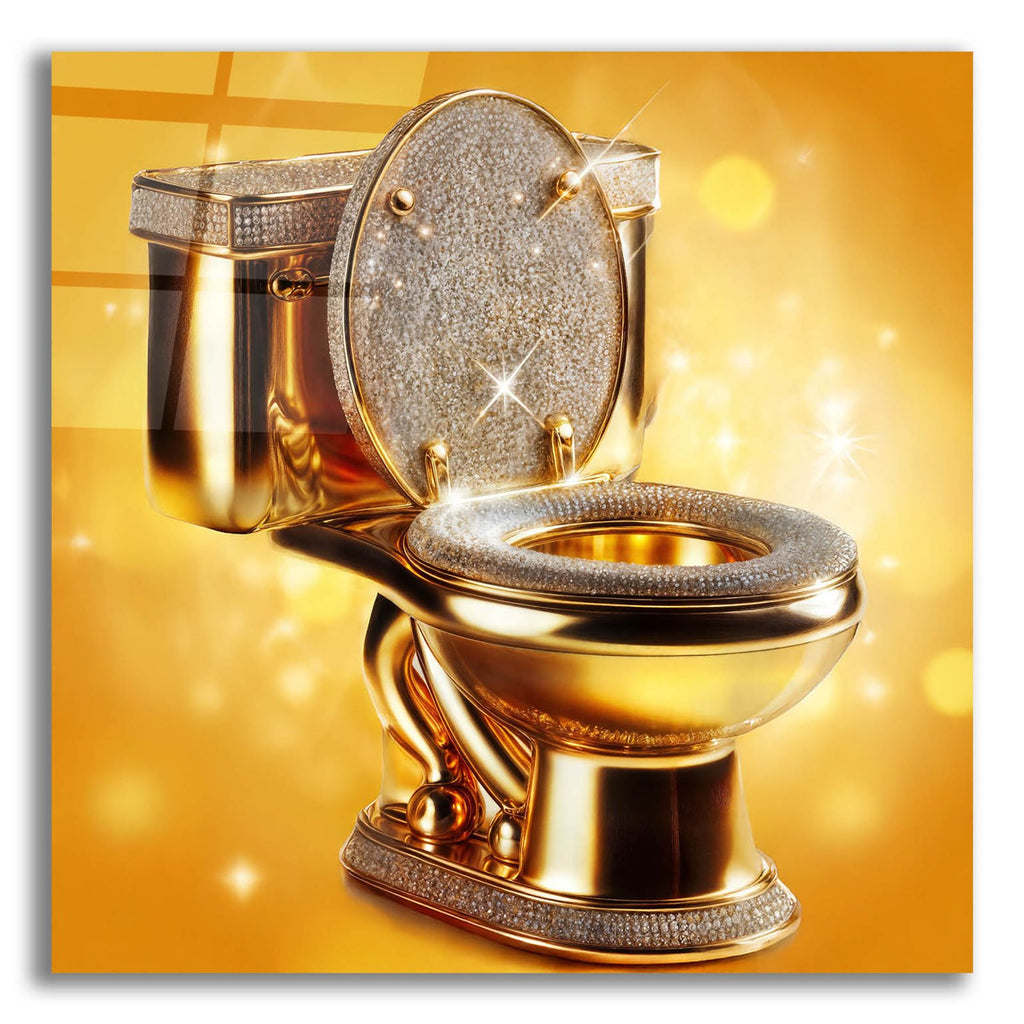 The Throne - Gold And Diamonds Toilet by Rey Klimt acrylic glass wall art