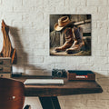 Wester Style Decor Cowboy Boots And Hat by Rey Klimt - 12x12 acrylic wall art in a room