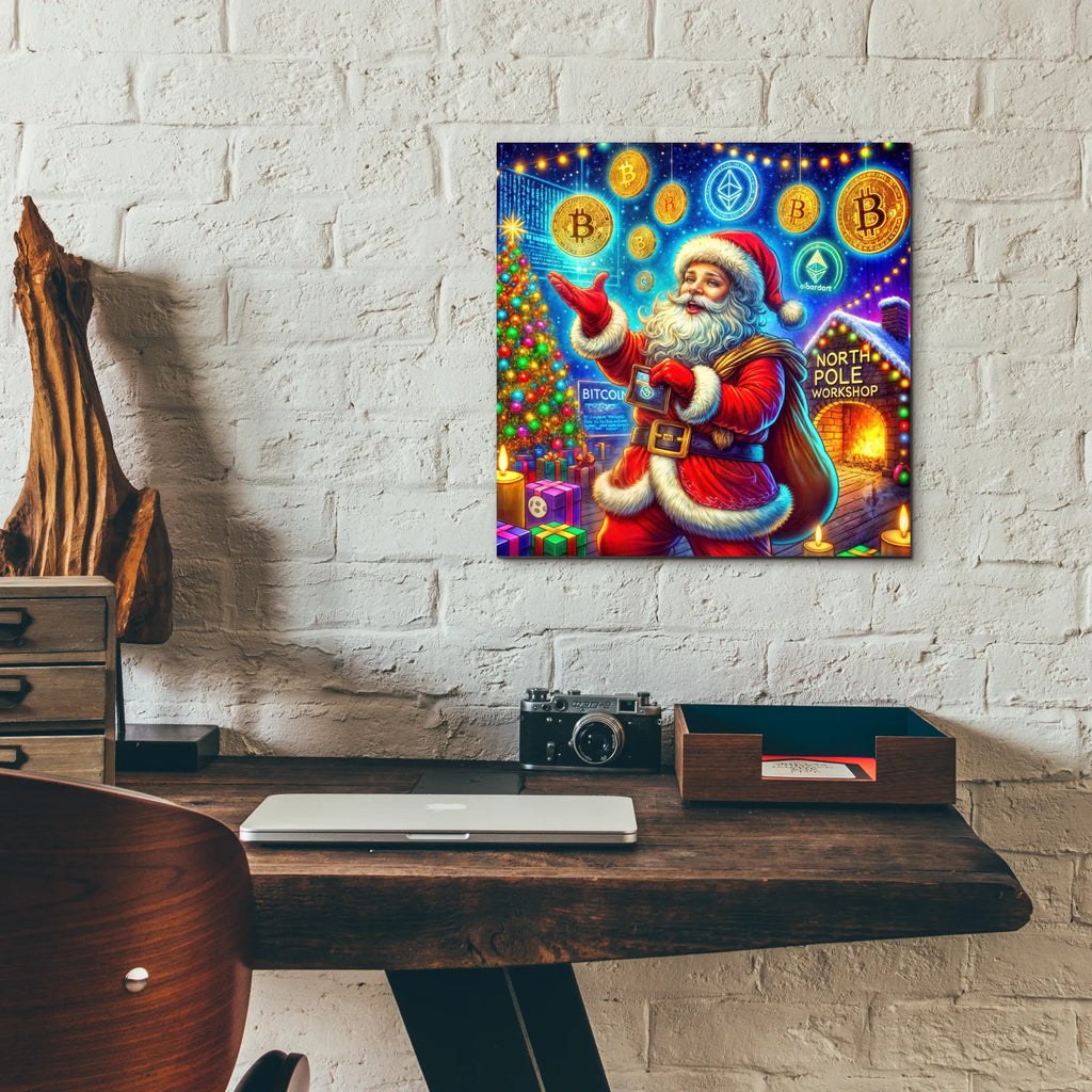 Crypto Christmas by Rey Klimt - 12x12 acrylic wall art in a room
