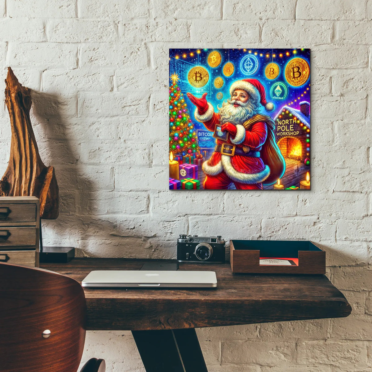 Crypto Christmas by Rey Klimt - 12x12 acrylic wall art in a room