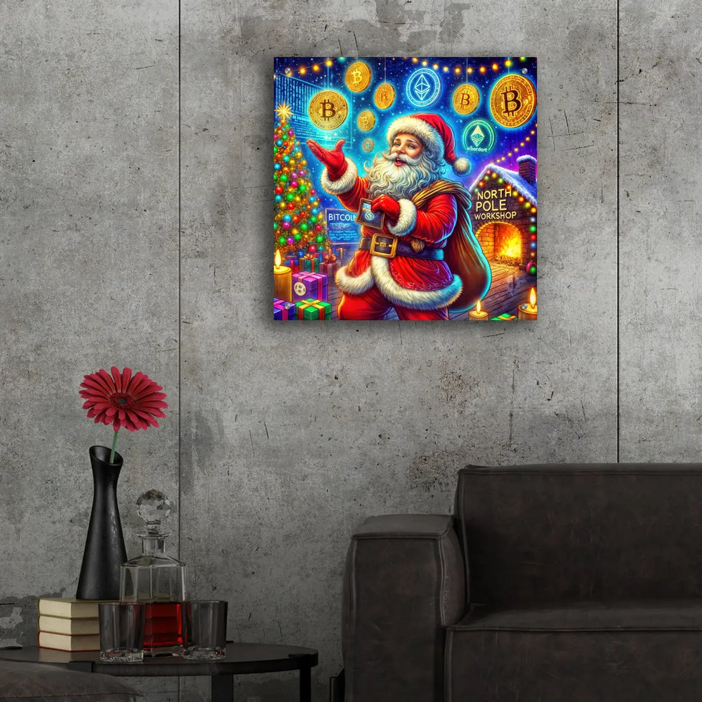 Crypto Christmas by Rey Klimt - 24x24 acrylic wall art in a room