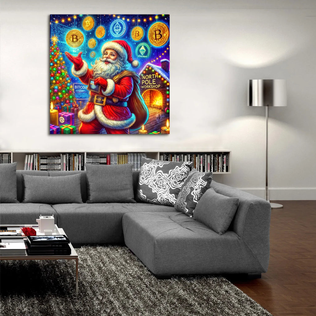 Crypto Christmas by Rey Klimt - 36x36 acrylic wall art in a room