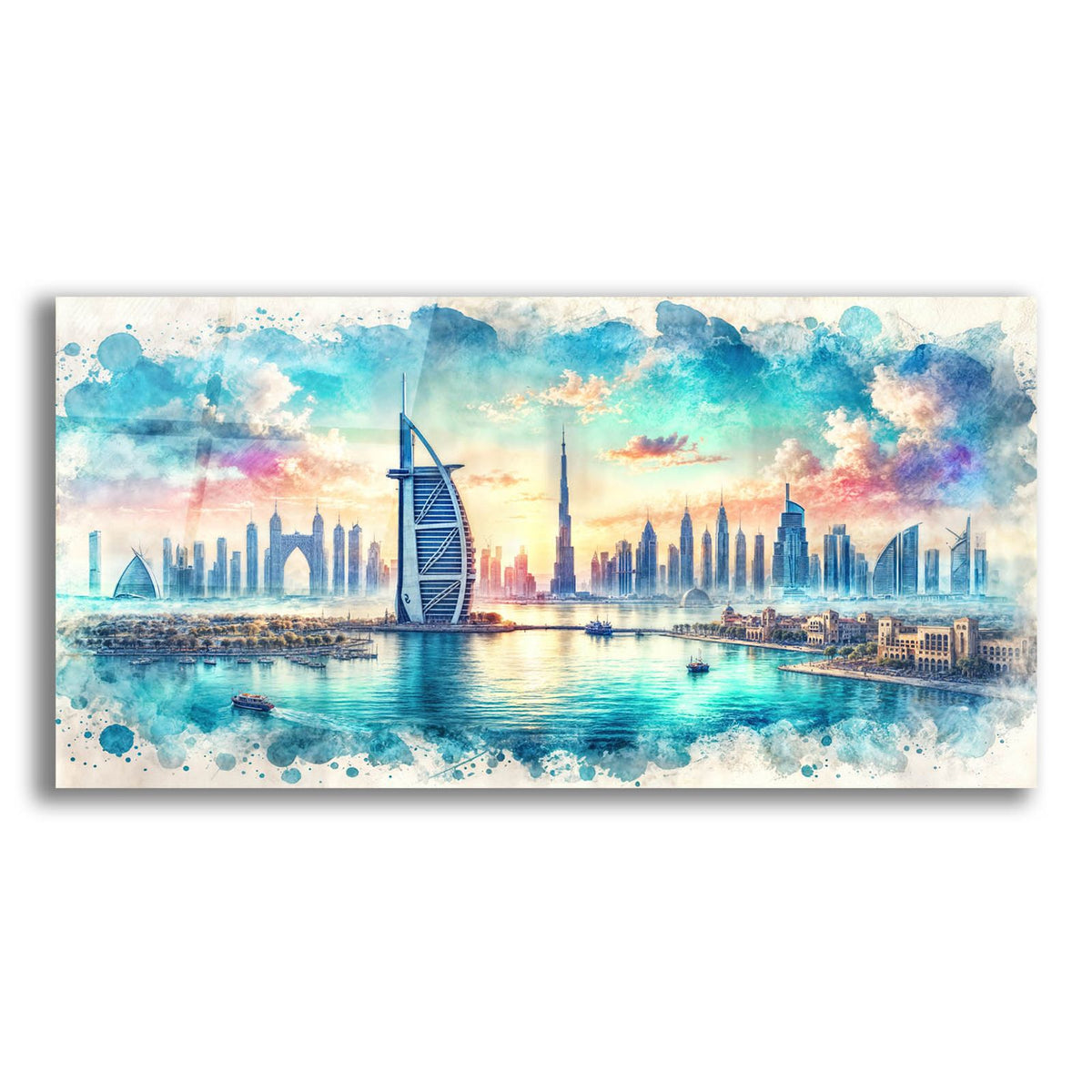 Dubai Watercolor by Rey Klimt acrylic glass wall art