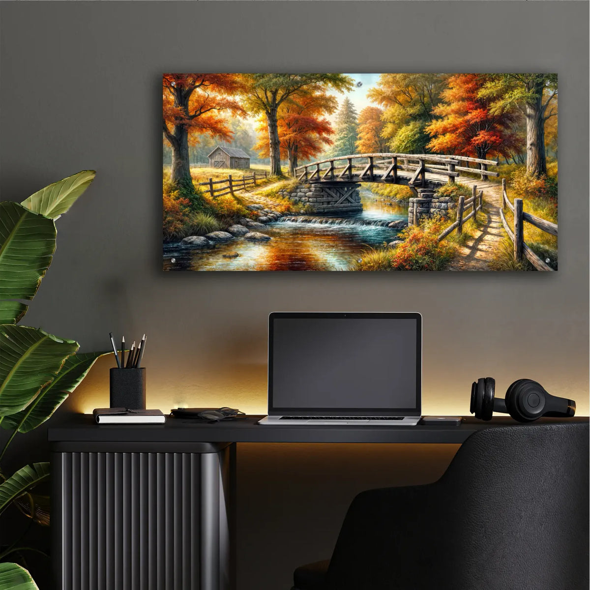 Countryside Bridge by Rey Klimt - 48x24 acrylic wall art in a room