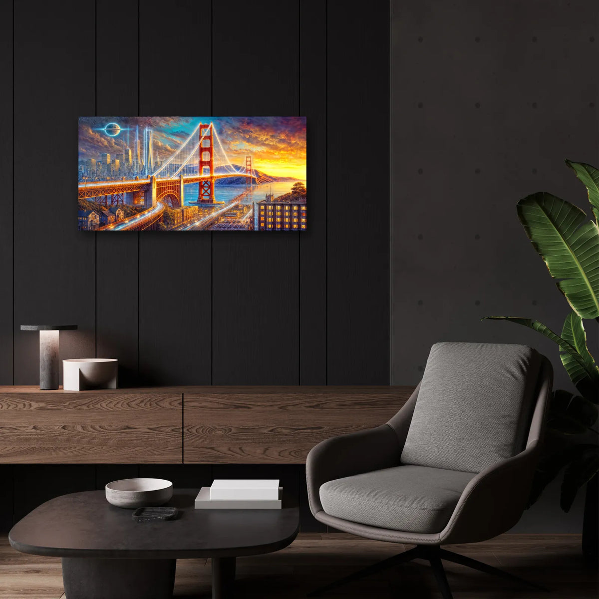 Golden Gate Bridge by Rey Klimt - 24x12 acrylic wall art in a room