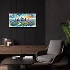 Houston Watercolor by Rey Klimt - 24x12 acrylic wall art in a room