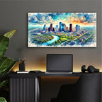 Houston Watercolor by Rey Klimt - 48x24 acrylic wall art in a room