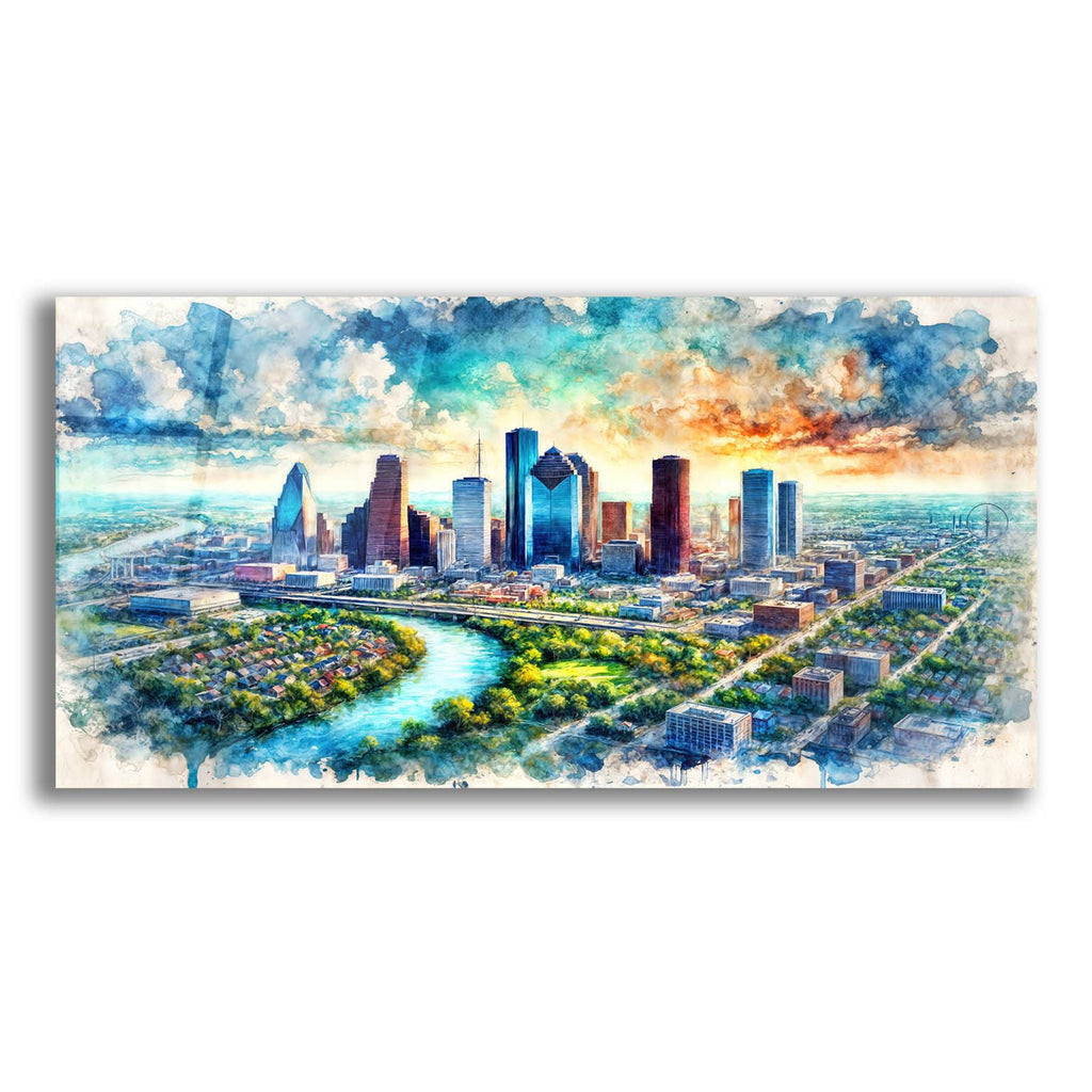 Houston Watercolor by Rey Klimt acrylic glass wall art