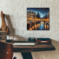 Amsterdam Canals At Night by Rey Klimt - 12x12 acrylic wall art in a room