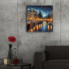 Amsterdam Canals At Night by Rey Klimt - 24x24 acrylic wall art in a room