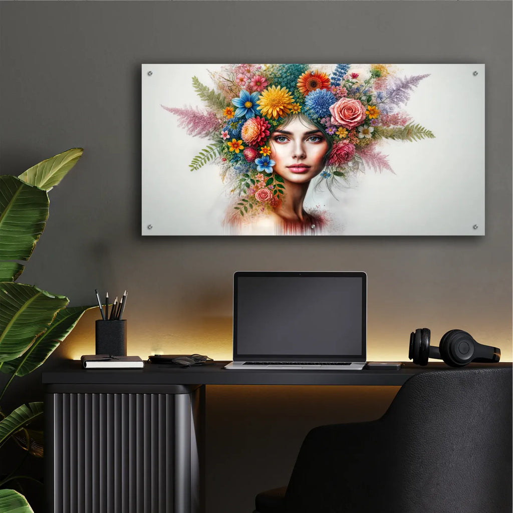 Blossoming Face by Rey Klimt - 48x24 acrylic wall art in a room