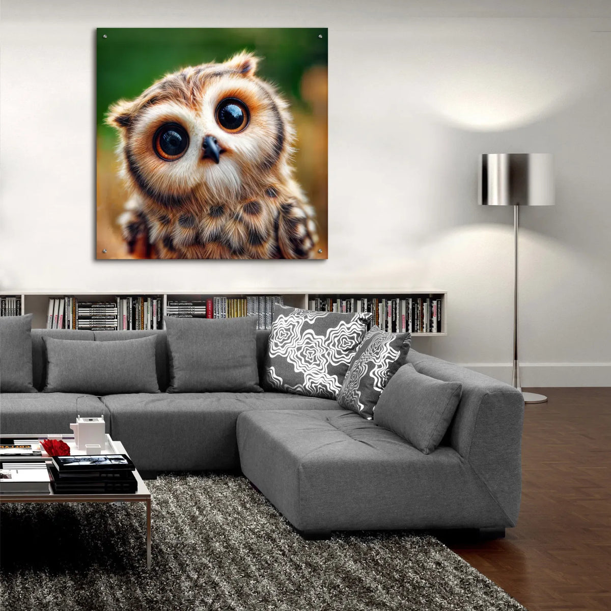 Cute Owl by Rey Klimt - 36x36 acrylic wall art in a room