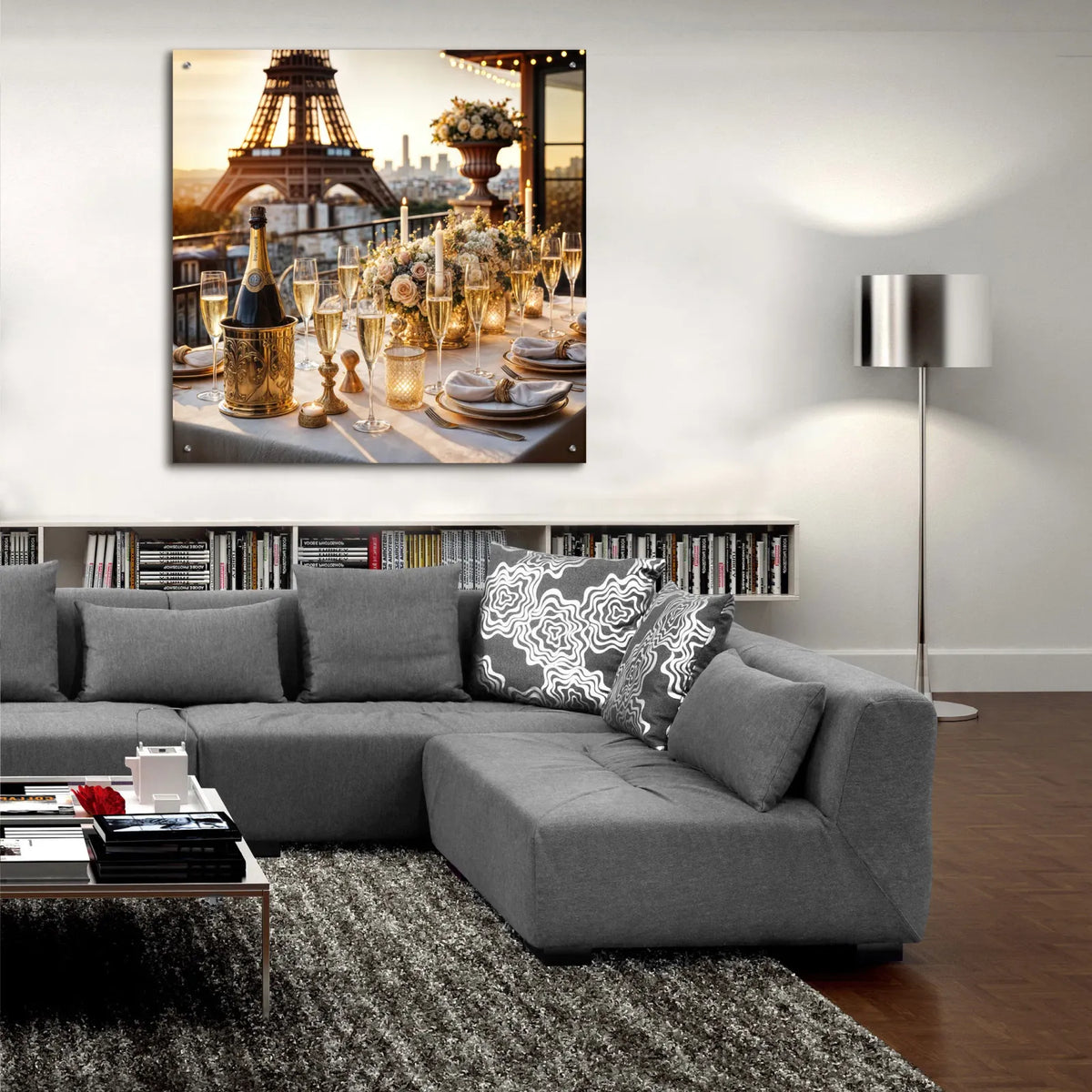 Dinner In Paris by Rey Klimt - 36x36 acrylic wall art in a room