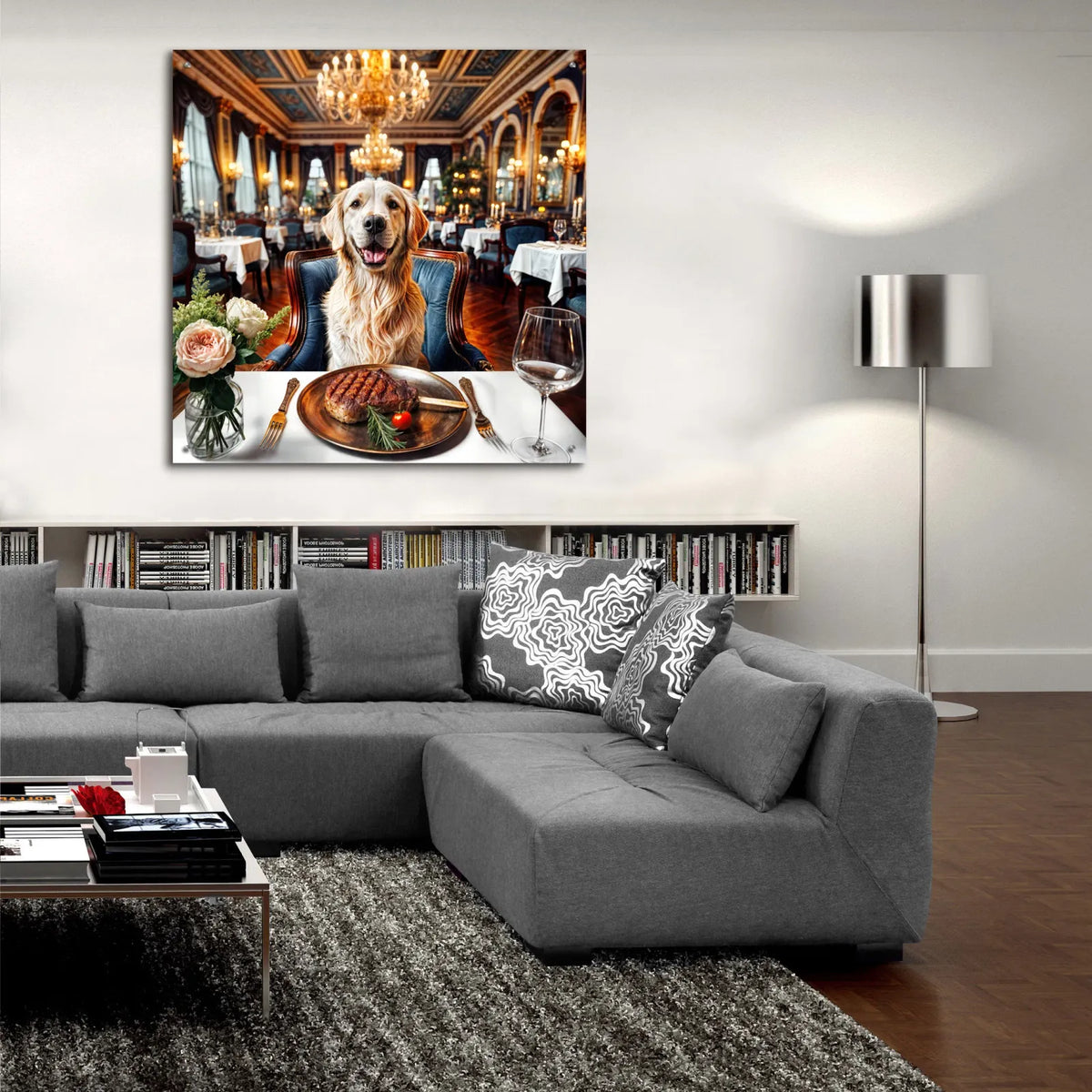 Dog Food Fancy by Rey Klimt - 36x36 acrylic wall art in a room