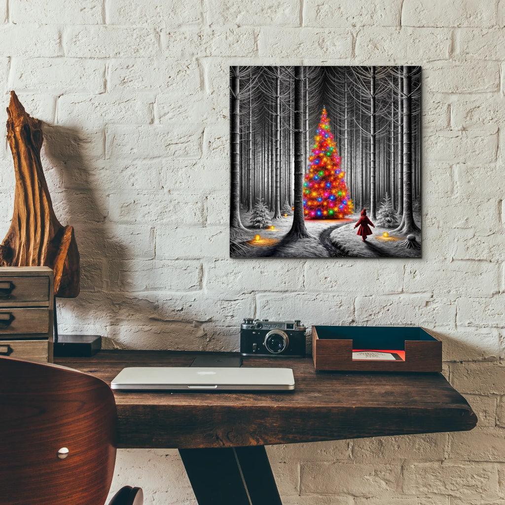 Dramatic Christmas Forest by Rey Klimt - 12x12 acrylic wall art in a room