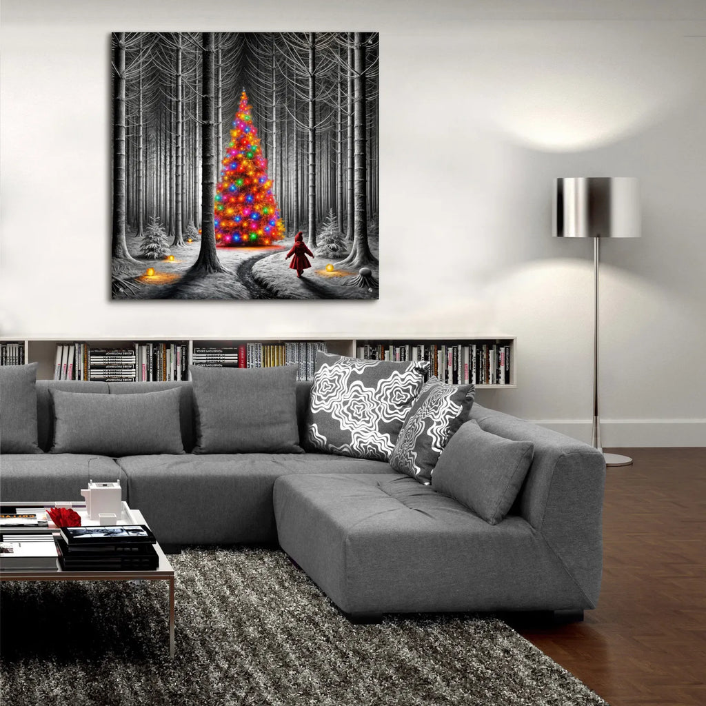 Dramatic Christmas Forest by Rey Klimt - 36x36 acrylic wall art in a room
