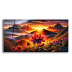 Flower & Mountain Sunrise by Rey Klimt acrylic glass wall art