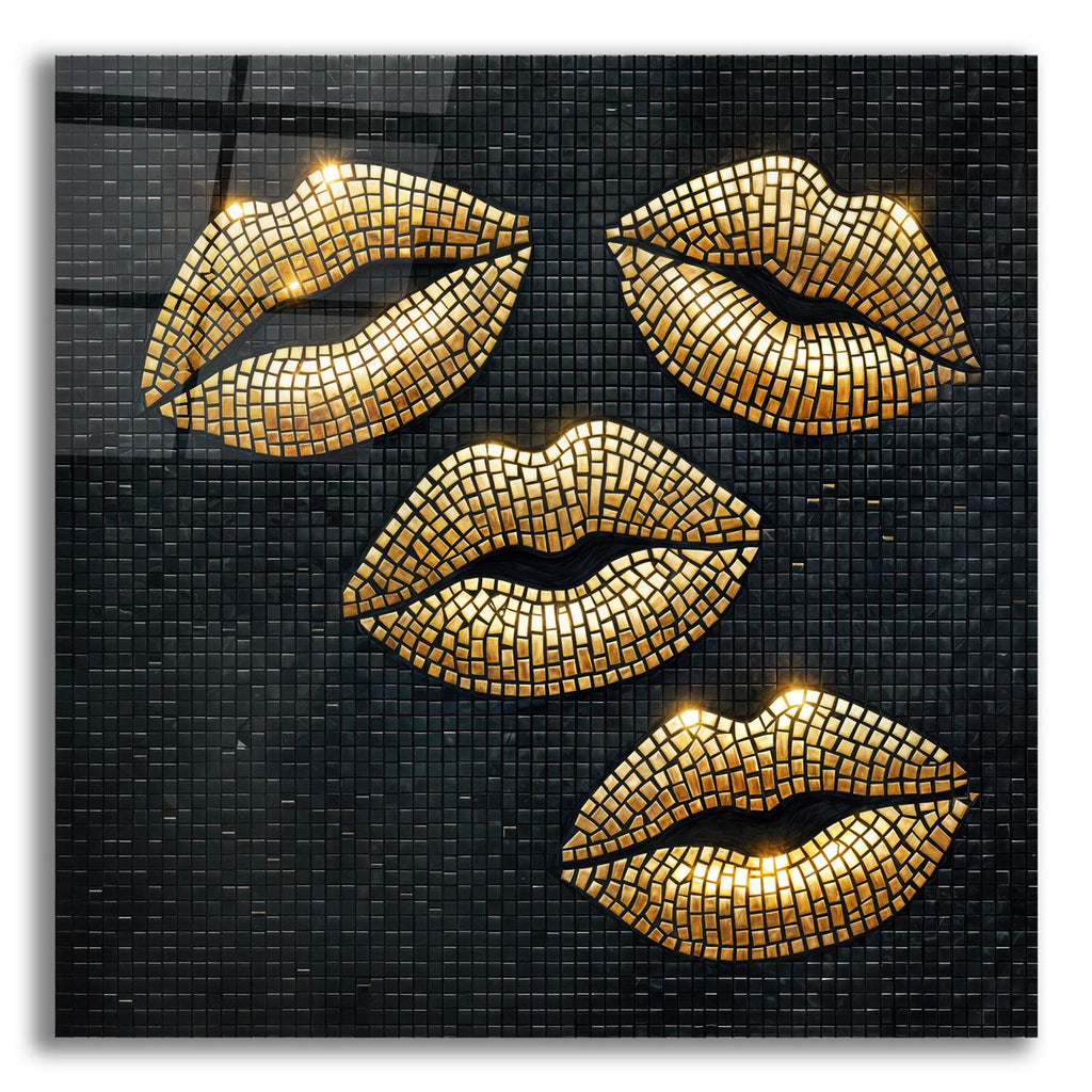 Gold Kisses Mosaic by Rey Klimt acrylic glass wall art