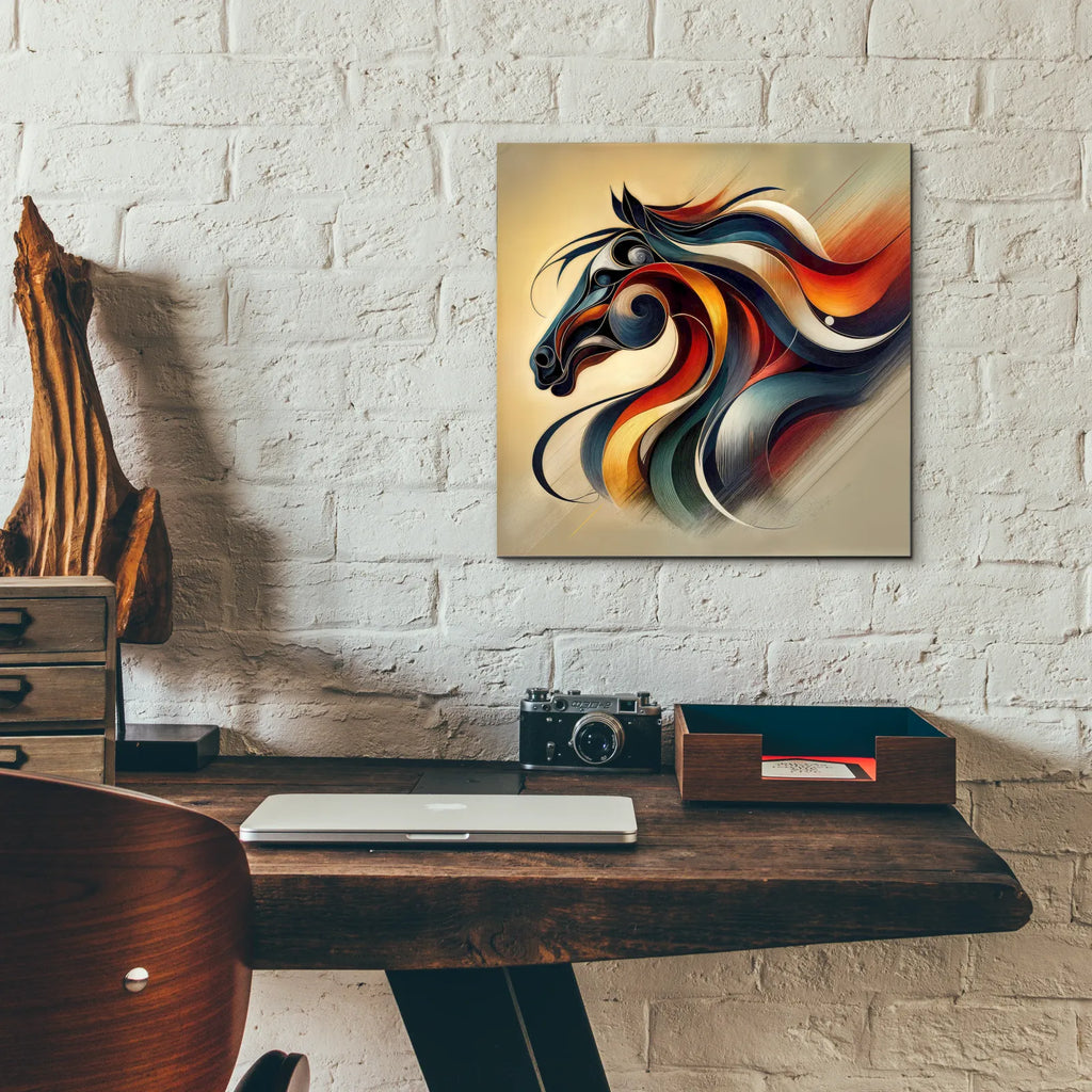 Horse Head Abstract by Rey Klimt - 12x12 acrylic wall art in a room