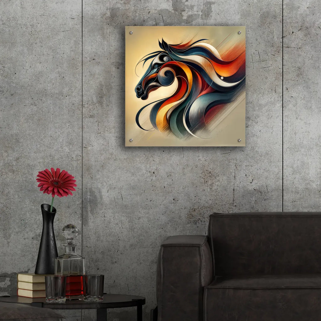 Horse Head Abstract by Rey Klimt - 24x24 acrylic wall art in a room